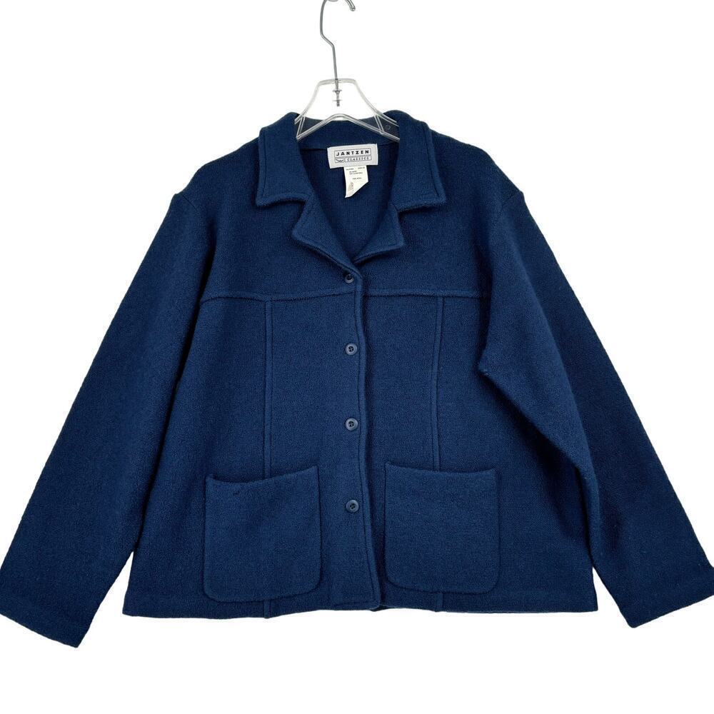 Vintage Jantzen Classics Wool Blazer Jacket Blue Button Front Notch‎ Collar 14